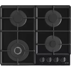 Встраиваемая газовая варочная панель Gorenje GTW641EB, 4 конфорки, закалённое стекло, 60 см, поворотные ручки, конфорка Wok, природный газ G20
