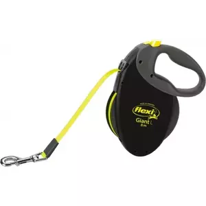 Retractable lead Flexi NEON GIANT L 8 m for large dogs up to 50 kg, tape, ergonomic handle, black/yellow