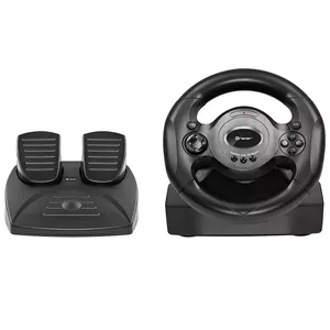 Steering wheel TRACER Rayder 4-in-1 Black, wired, 12 buttons, 180° rotation, 1.8 m cable, vibration, LED indicators