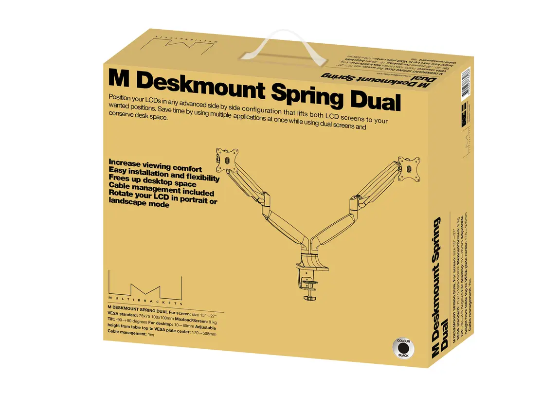 Multibrackets M Deskmount Gas Spring Dual Black Monitor Arm Photo 15