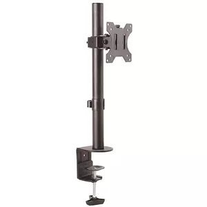 Monitor arm StarTech ARMPIVOTV2 — single heavy-duty pole mount, up to 8 kg, VESA 75x75–100x100, 13"–32", height adjustable, clamp/grommet