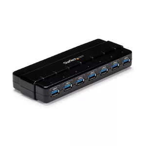 7-portu USB 3.0 koncentrators StarTech ST7300USB3B — 7× USB 3.2 Gen 1 Type-A, Host USB 3.2 Gen 1 Type-B, melns