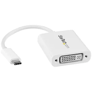 USB-C uz DVI adapters StarTech CDP2DVIW — USB 3.2 Gen 2, balts, kabelis 0,14 m, 43×187×15 mm