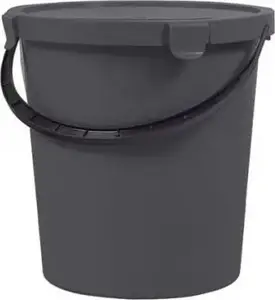Bucket with Lid plast team Pflückeimer 5 L, dark gray, PPR, dimensions 220×220×220 mm, with handle