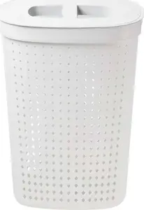 Laundry bin plast team SEOUL 60.8 L oval white PPC 458×336×637 mm
