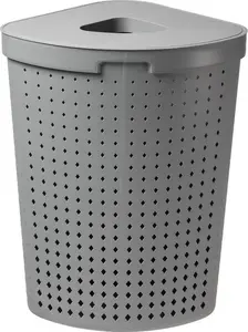 Laundry Bin plast team Wäschesammler SEOUL 62 L, rectangular, grey, PPC, 396×500×640 mm