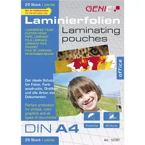 Laminating pouches Genie 10781 A4 transparent 303×216 mm pack of 25