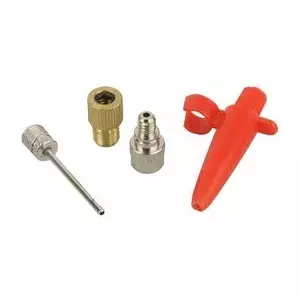 FISCHER Adapter Set 85618 — metal pump adapters (red) for bike and scooter valves