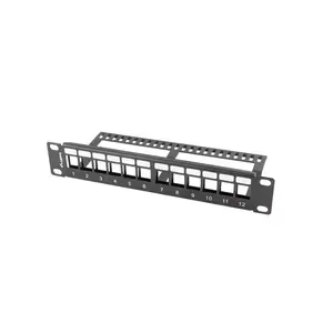 Rack blanking panel LANBERG PPKS-9112-B, 12-port, 1U, metal, grey, 254×44.5×99.3 mm