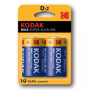 Baterija Kodak D vienreizējā alkaliskā 1,5 V, D izmērs, 2 gab., augstums 60,5 mm