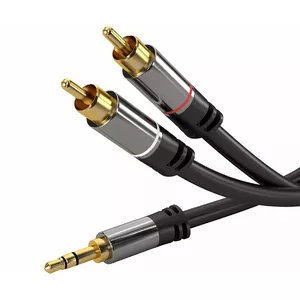 Stereo kabelis PREMIUMCORD kjqcin5 — 3,5 mm uz 2×RCA, 5 m