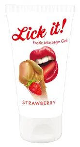 Flavored massage oil Lick-it Lick it! Strawberry — 50 ml water-based vegan intimate massage oil