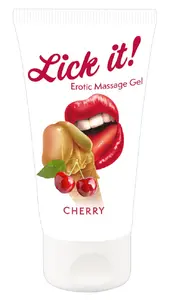 Intimate flavored massage oil Lick-it Wild Cherry 50 ml — water-based, vegan