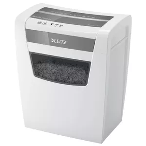 Paper shredder LEITZ IQ Home Office P-4 — Particle-cut, 22 cm working width, 4×28 mm, White