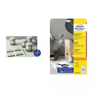 AVERY Zweckform Identifikācijas etiķetes, 45 x 45 mm, baltas, kvadrātveida, noņemamas, papīrs bez pārklājuma, - 1 gabals (6252REV-10)