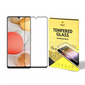 Stikla ekrāna aizsargs Mocco Samsung Galaxy A42 5G, pilna pārklājuma ar rāmi, melns