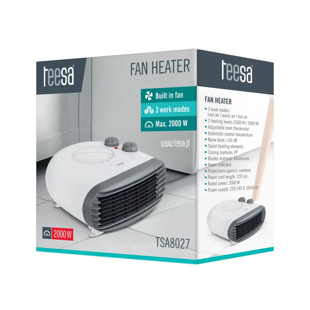Тепловентилятор TEESA TSA8027 — 1000/2000 Вт Photo 3