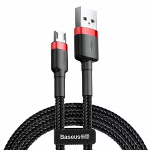 Baseus CAMKLF-B91 Нейлоновый прочный кабель для передачи данных и зарядки CQ3.0 2.4A USB на Micro USB 1 м Черно-красный
