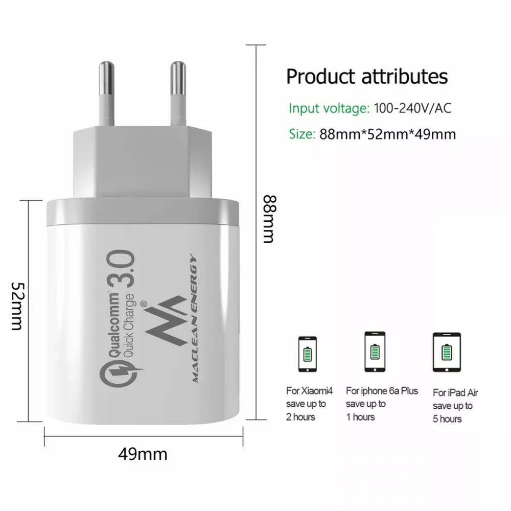 MACLEAN MCE479W 3‑port USB 18W charger Photo 6
