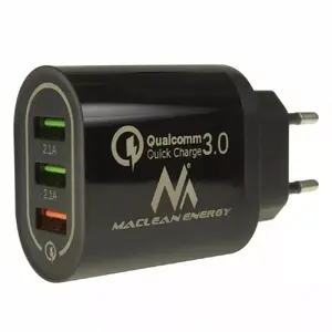 USB wall charger MACLEAN MCE479B — 3x USB ports, 18W total output, compact