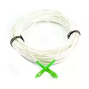 SC/APC simplex fiber optic cable, singlemode 9/125 µm, 15 m, 3 mm, LSZH, white