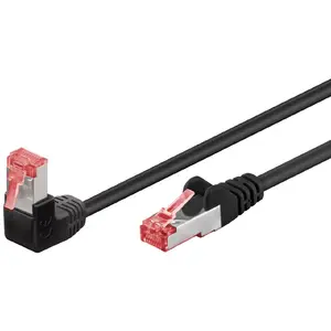 Goobay CAT 6 Patch Cable 1x 90° Angled S/FTP Black 0.25m
