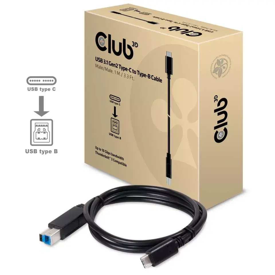 USB 3.1 Gen2 Type-C to Type-B Кабель CLUB3D CAC-1524 Photo 2