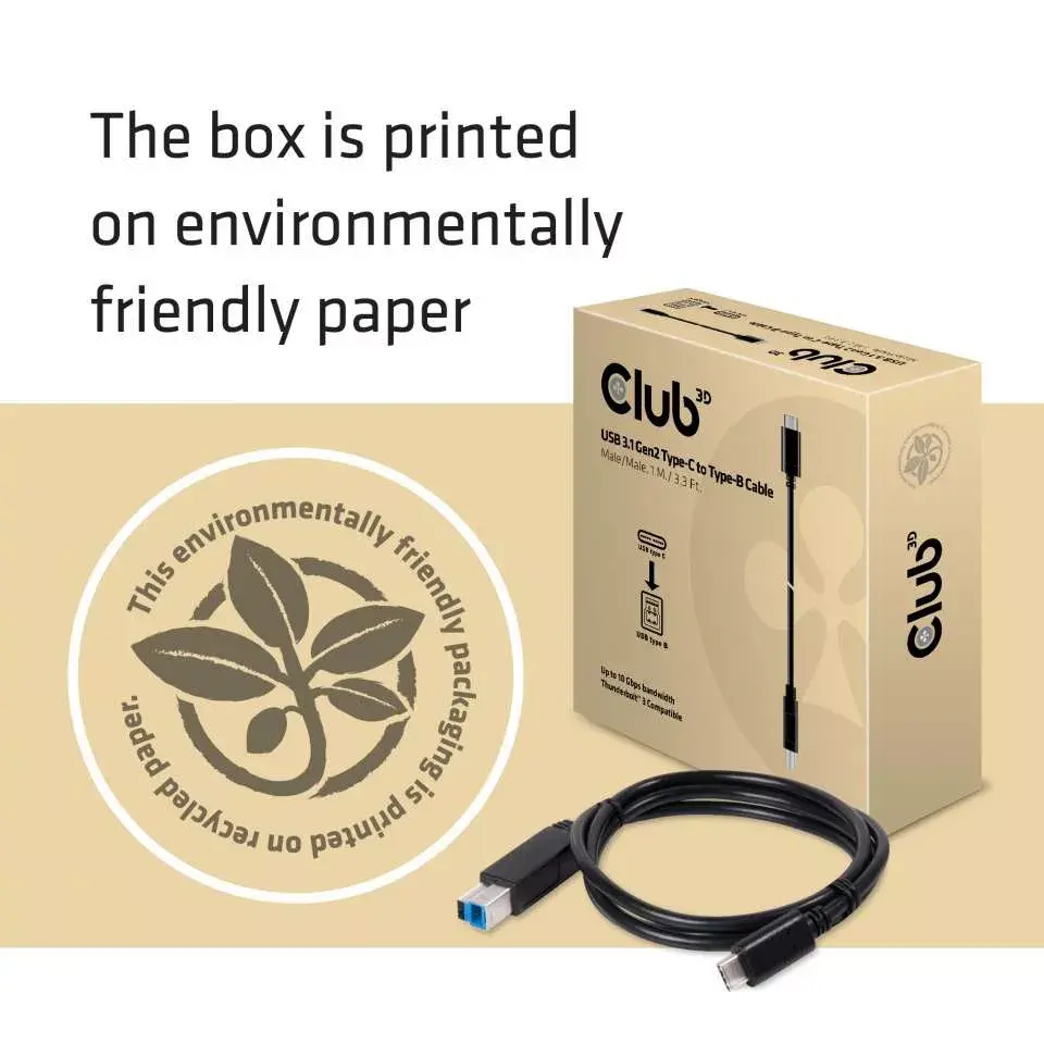 USB 3.1 Gen2 Type-C to Type-B Кабель CLUB3D CAC-1524 Photo 5