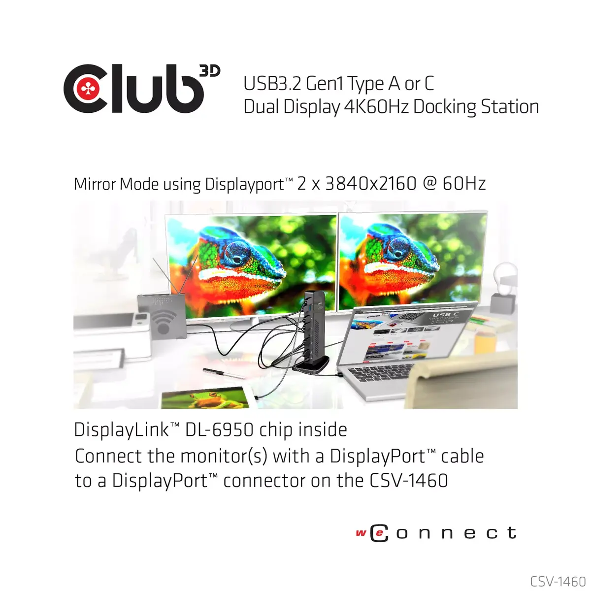 Док-станция CLUB3D USB3.2 Gen1 Type A или C Dual Display 4K60Hz Photo 6