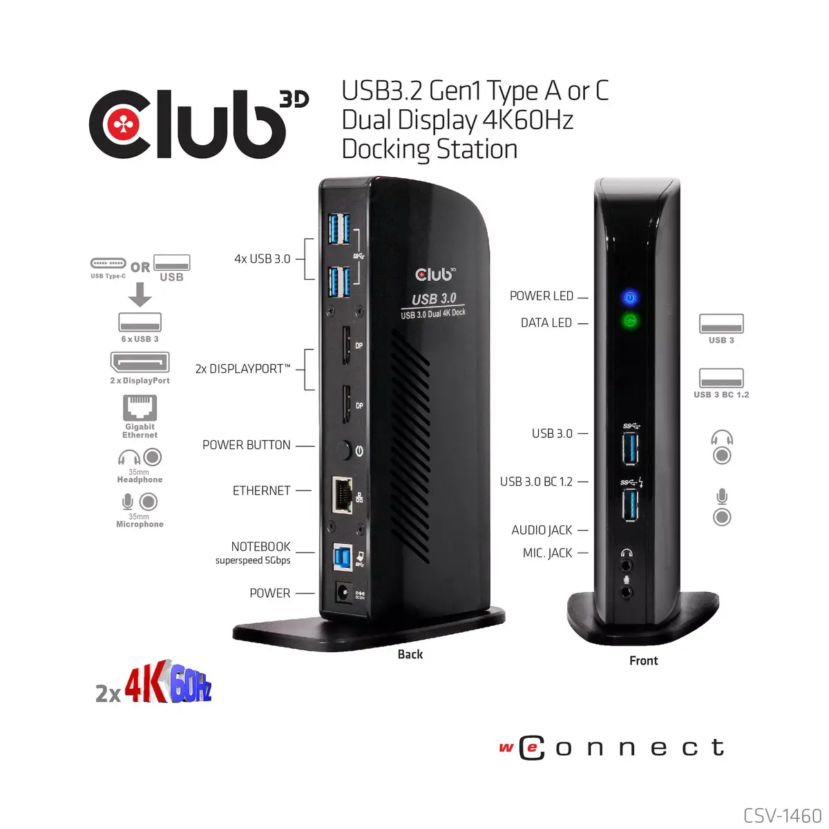 Док-станция CLUB3D USB3.2 Gen1 Type A или C Dual Display 4K60Hz Photo 10