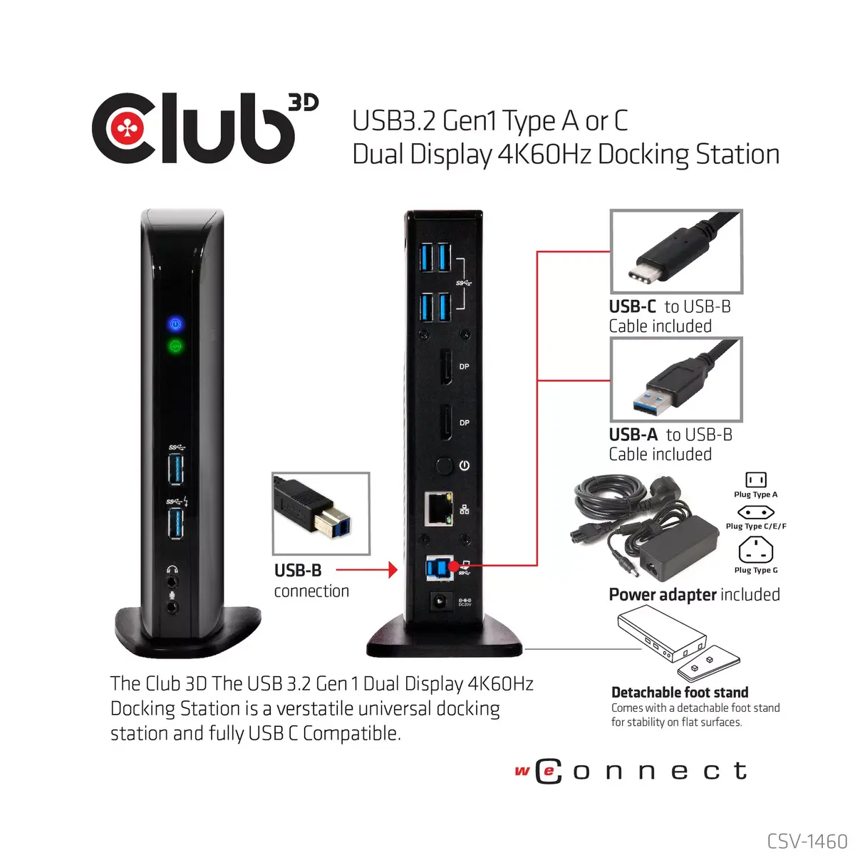 Док-станция CLUB3D USB3.2 Gen1 Type A или C Dual Display 4K60Hz Photo 11