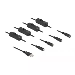 USB Type-A male to 4 x DC 5.5 x 2.1 mm female with switch DeLOCK 86799
