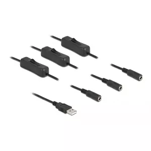 USB Type-A male to 3 x DC 5.5 x 2.1 mm female with switch DeLOCK 86798