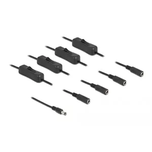 DC Cable DeLOCK 86796 5.5 x 2.1 mm male to 4 x female with switch 1 m