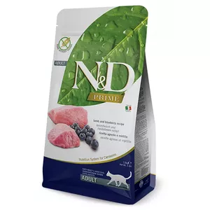 Сухой корм для кошек Farmina N&D Prime Adult 5 кг — ягненок и черника, беззерновой, белок 42%, жир 20%