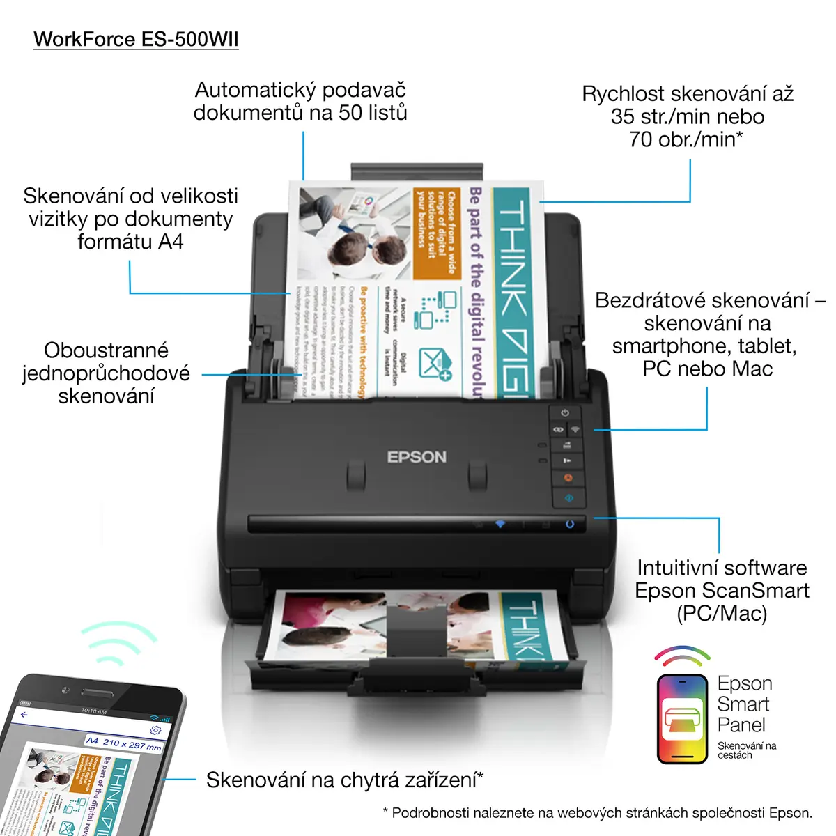 Epson WorkForce ES-500WII lokšņu skeneris Photo 8