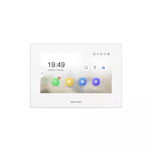 Video intercom Hikvision DS-KH6320-WTE1-W — 7" capacitive touchscreen, 1024×600, Wi‑Fi, PoE, MicroSD up to 32 GB, white