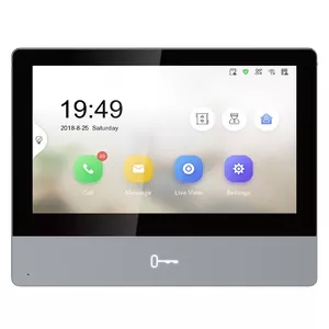 Video intercom Hikvision DS-KH8350-TE1 7" IPS touchscreen, PoE, SIP, MicroSD slot, 1024×600, Aluminium housing, Black