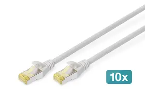 DIGITUS CAT 6A S/FTP Tīkla Kabelis 10 Gabali 0.5 m RJ-45 Vīrietis pret Vīrieti Pelēks DK-1644-A-005-10