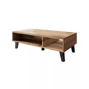Kafijas galds Cama Meble NORD 110 cm — taisnstūra virsma Wotan oak, antracīta rāmis