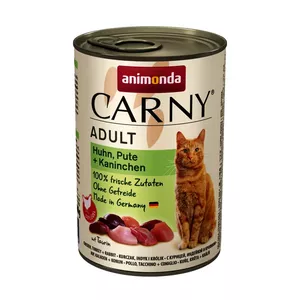 Влажный корм для кошек Animonda Carny Chicken Turkey Rabbit 200 г (консерва) — взрослым, белок 11%, жир 6%, влажность 79%