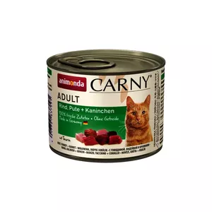 Wet cat food animonda Carny Beef Turkey Rabbit in 200 g can — adult cats, grain-free, gluten- and soy-free