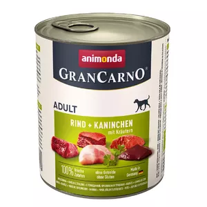 Влажный корм для собак animonda GranCarno Говядина + Кролик с травами 800 г, взрослым, банка