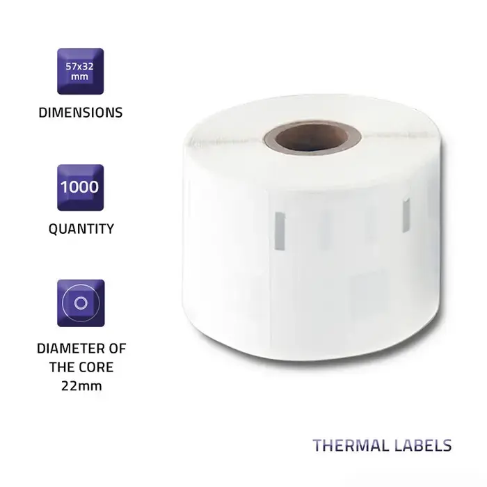 QOLTEC 50235 printer labels 5.7×3.2 cm, 1000 pcs Photo 2
