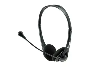 Equip Stereo Austiņas ar mikrofonu un klusināšanas funkciju Vadu Binaurālas Biroja Zvanu centram 3.5mm melnas