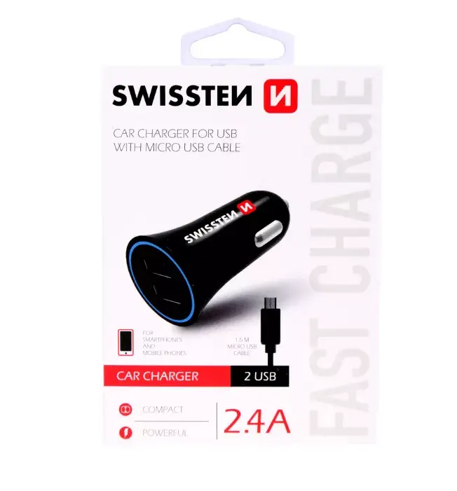 Auto lādētājs SWISSTEN SW-CCH-2.4AX2-B Photo 2