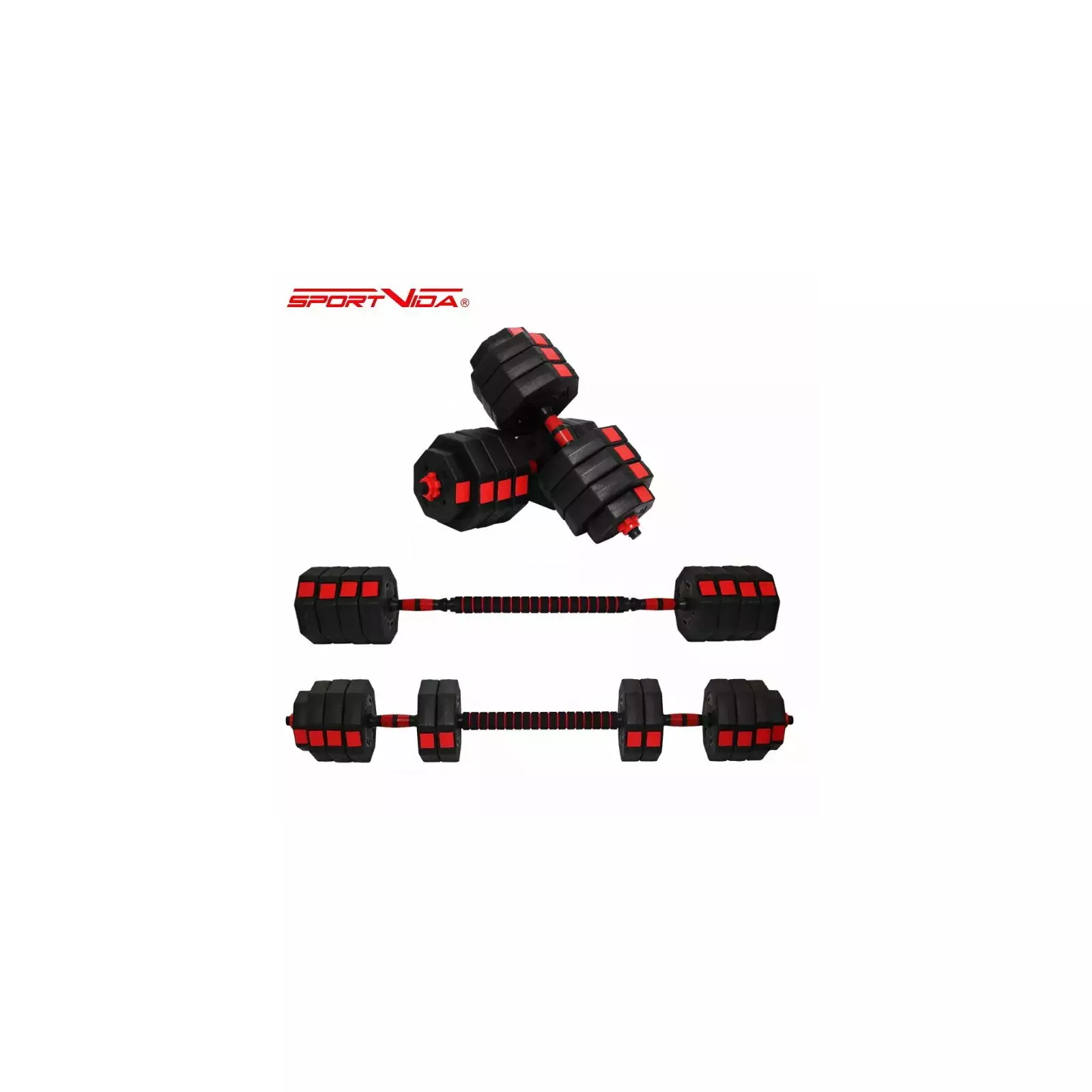 SportVida 2in1 GYM & Fitness SV-HK0222, Dumbbells, Rods, Discs