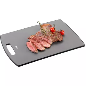 Cutting board GEFU 13990 — rectangular plastic, grey, 260×380×11 mm