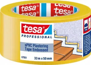 Sienu špakteles līmlente Tesa 67001 33 m x 50 mm reljefā dzeltena