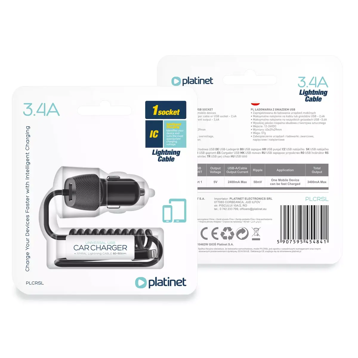 Auto adapteris PLATINET 45484 USB‑A Lightning Photo 2
